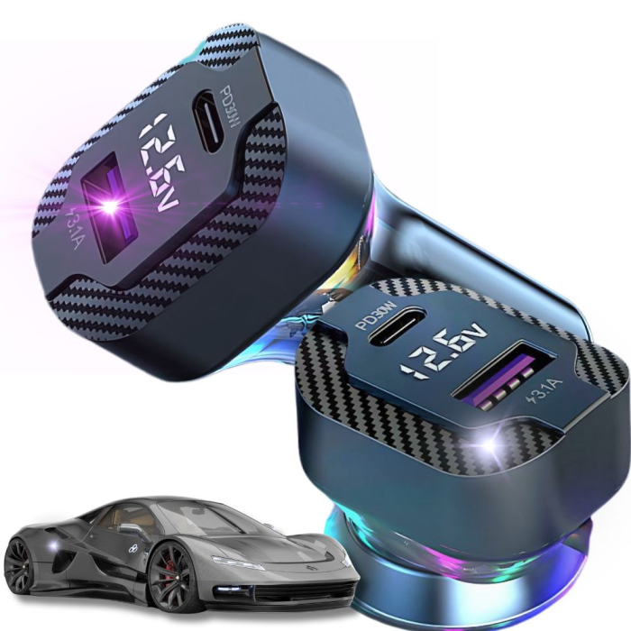 Incarcator auto rapid ,2 porturi usb-c 30w și usb-a 15w pentru priza bricheta [1]