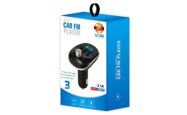 Modulator FM Auto Bluetooth M21, Hands-Free, 3 x USB, Player MP3/WMA, Încărcare Rapidă 3.1A, Afișaj LED, Alimentare 12-24V [3]