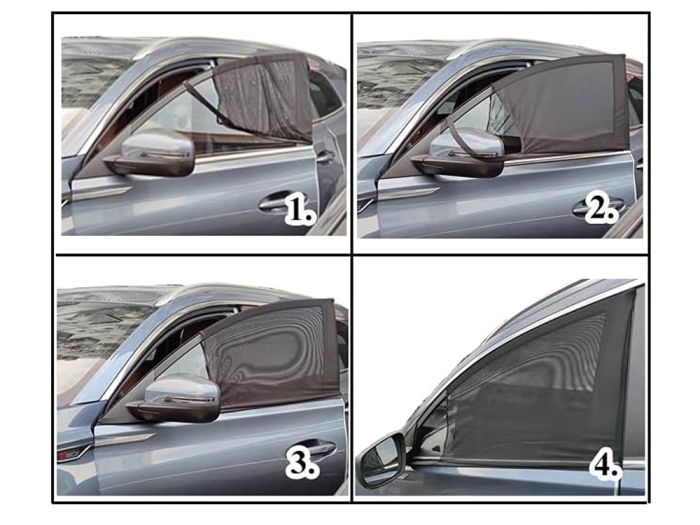Parasolar Auto Tip Plasa Anti Tantari/Insecte 2 Bucati, Pentru Ferestre Laterale Masina, Universal, Poliester, Negru [2]