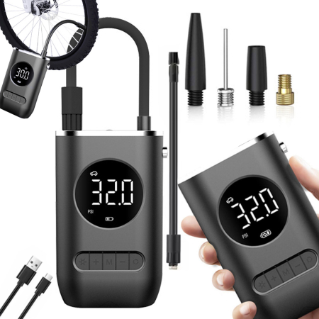 Compresor electric multifunctional USB - Afisaj DIGITAL, Lanterna incorporata 10 Bar LCD