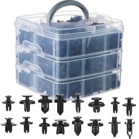 Scule si unelte - Set cleme si clipsuri auto 620 buc., universale,plastic, pentru tapiterie, usi, bara, aripi si carenaje