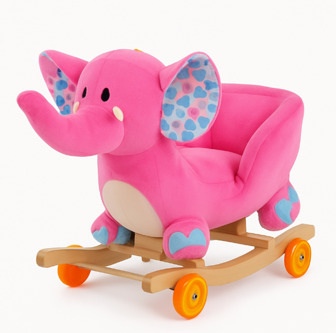 Balansoar, 2 in 1, Functie de mergator, elefant, Roz [1]