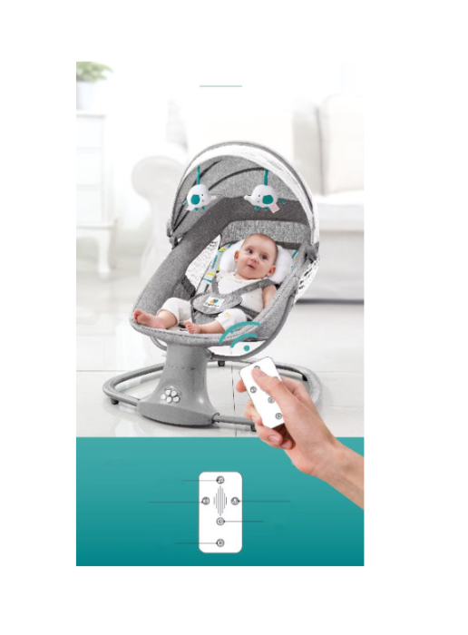 Balansoar electric 3 in 1, cu bluetooth, telecomanda, Mastela, Roz [9]