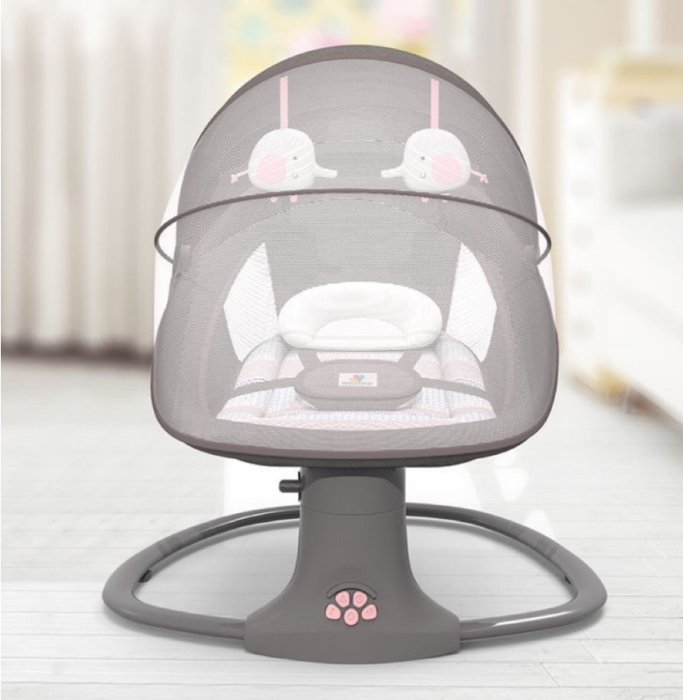 Balansoar electric 3 in 1, cu bluetooth, telecomanda, Mastela, Roz [12]