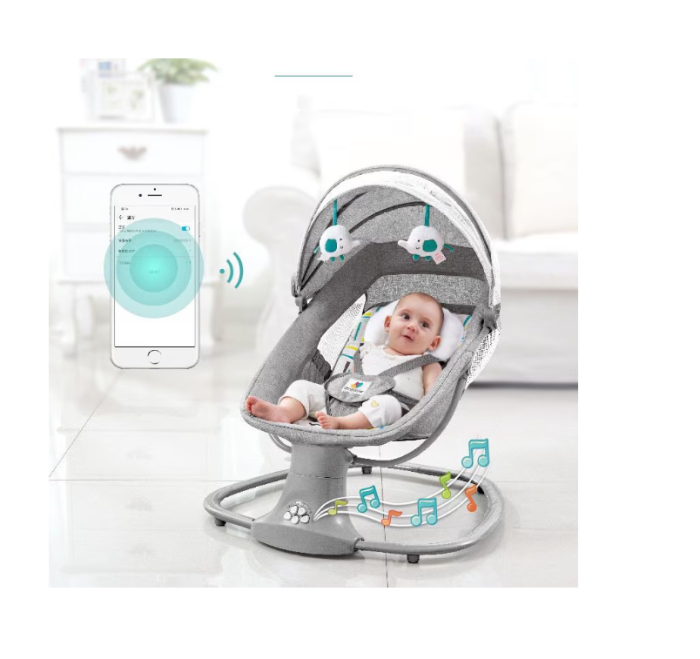 Balansoar electric 3 in 1, cu bluetooth, telecomanda, Mastela, Roz [2]