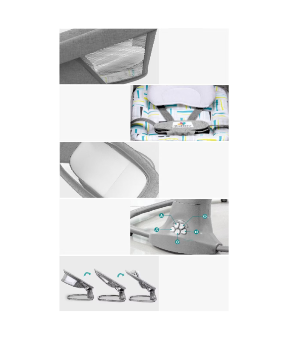 Balansoar electric 3 in 1, cu bluetooth, telecomanda, Mastela, Roz [5]