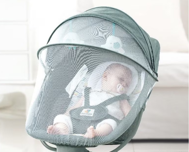 Balansoar electric 3 in 1, cu bluetooth, telecomanda, Mastela, Vernil [4]