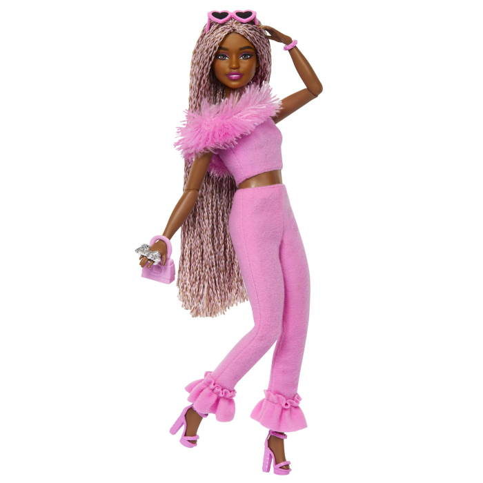 BARBIE DELUXE STYLE PAPUSA BARBIE CU SALOPETA ROZ SI PAR IMPLETIT [2]