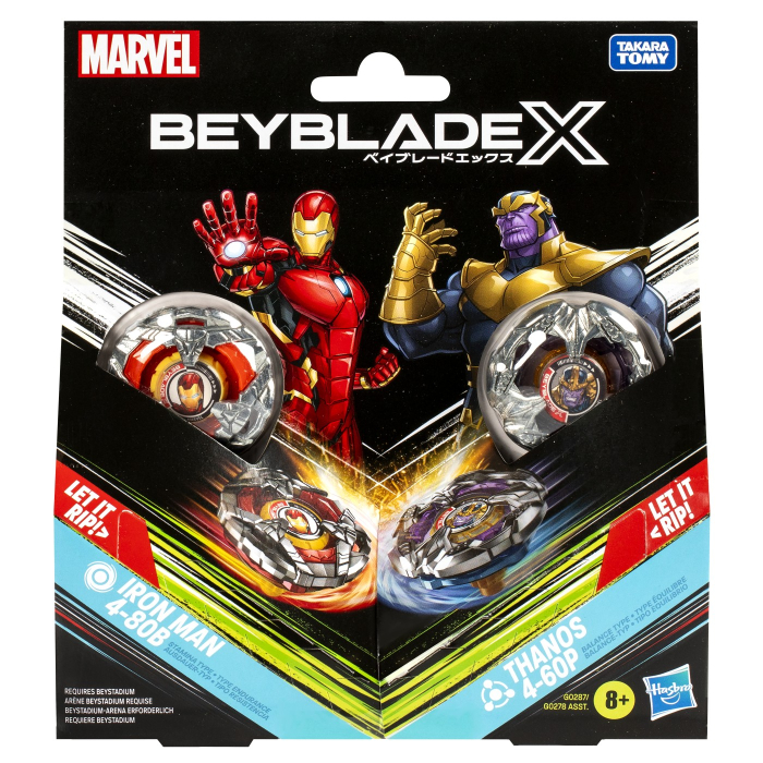 BEYBLADE X MARVEL SET DUO IRON MAN 4-80B SI THANOS 4-60P [1]