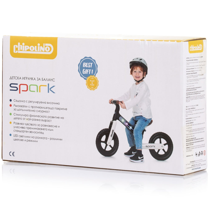 Bicicleta fara pedale Chipolino Spark black white [5]