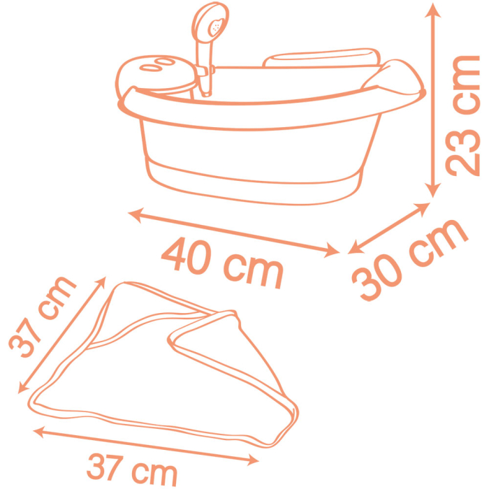Cadita pentru papusa Smoby Baby Nurse Balneo Bath roz cu 3 accesorii [2]