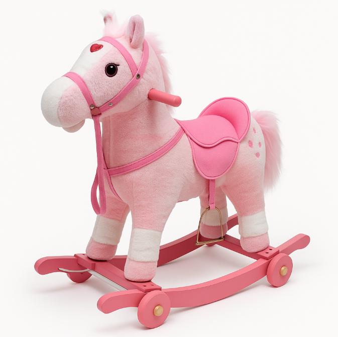 Calut balansoar, 2 in 1, cu rotile, muzical si cu lumini, Pink [1]