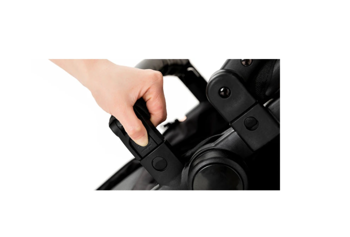 Carucior 2 in 1, Cu landou Reversibil, Material anti-UV si rezistent la umiditate, Cadru metalic ranforsat, Geanta pentru scutece, negru [9]