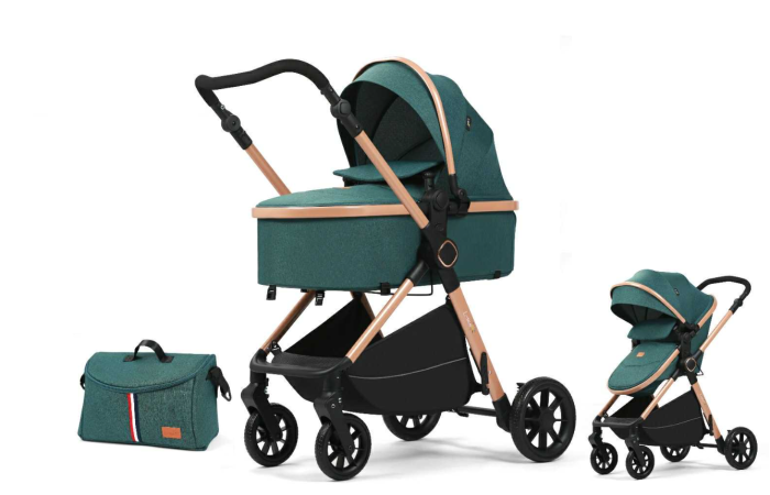 Carucior 2 in 1, Cu Suspensie,  Geanta inclusa, Strangere compacta, Maner reversibil, Green [1]