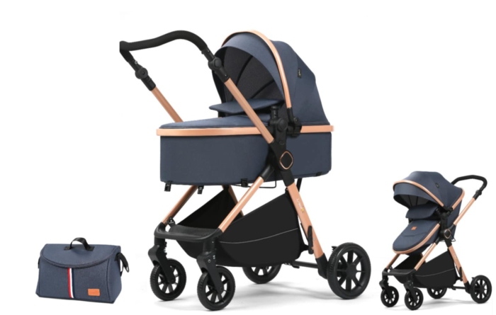 Carucior 2 in 1, Cu Suspensie, Geanta inclusa, Strangere compacta, Maner reversibil, Blue [1]