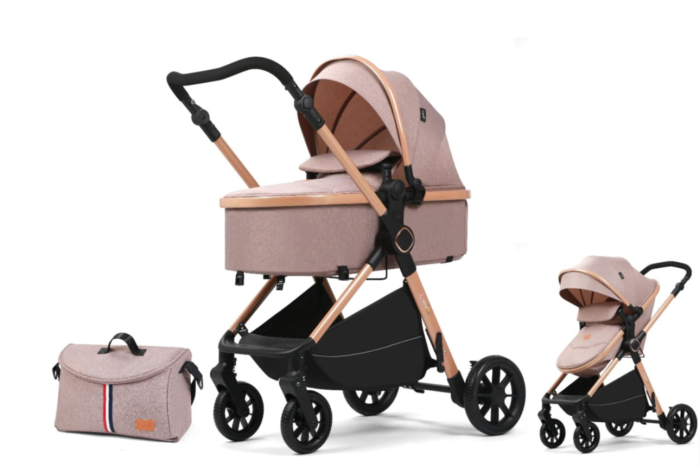 Carucior 2 in 1, Cu Suspensie, Geanta inclusa, Strangere compacta, Maner reversibil, Bej [1]