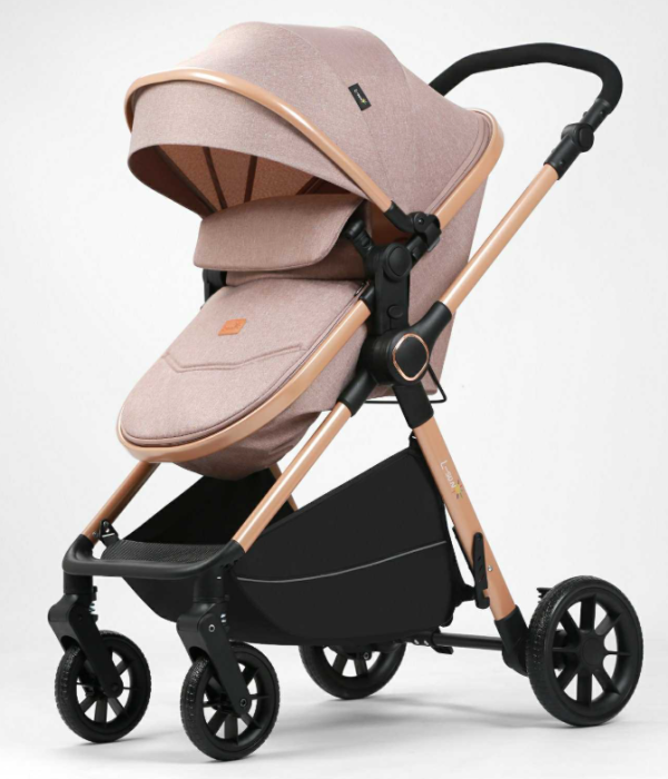 Carucior 2 in 1, Cu Suspensie, Geanta inclusa, Strangere compacta, Maner reversibil, Bej [3]