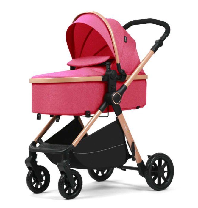 Carucior 2 in 1, Cu Suspensie, Geanta inclusa, Strangere compacta, Maner reversibil,  Pink [5]