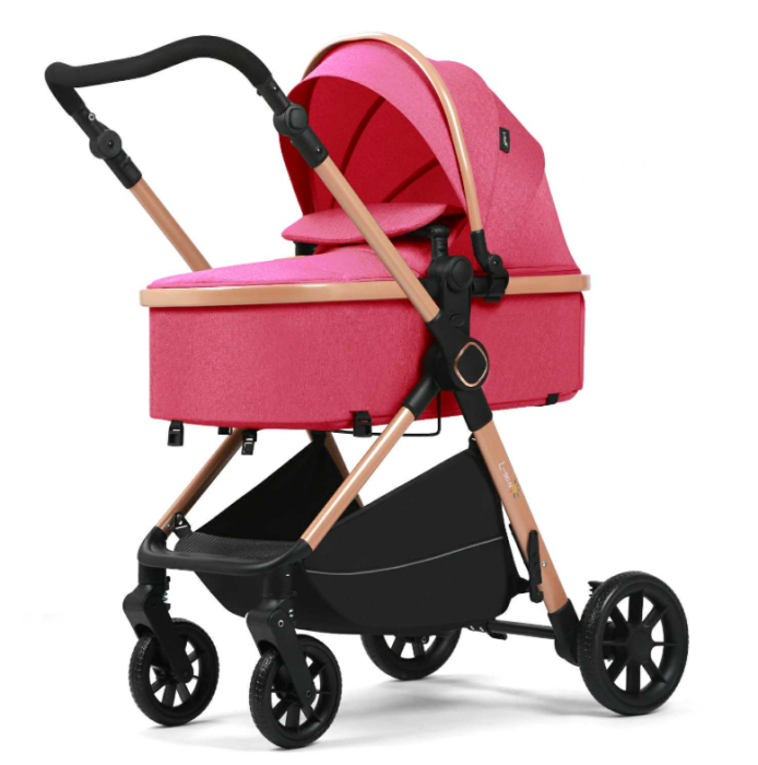 Carucior 2 in 1, Cu Suspensie, Geanta inclusa, Strangere compacta, Maner reversibil,  Pink [4]