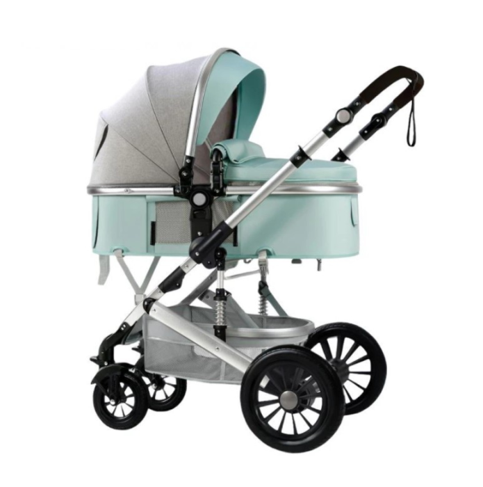 Carucior 2 in 1, Cu suspensii duble, Geanta pentru accesorii, Vernil Bicolor [1]