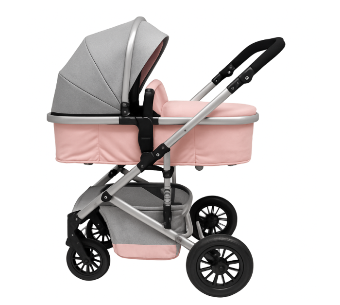 Carucior 2 in 1, Cu suspensii duble, Geanta pentru accesorii, Viziera inclusa, Roz [2]