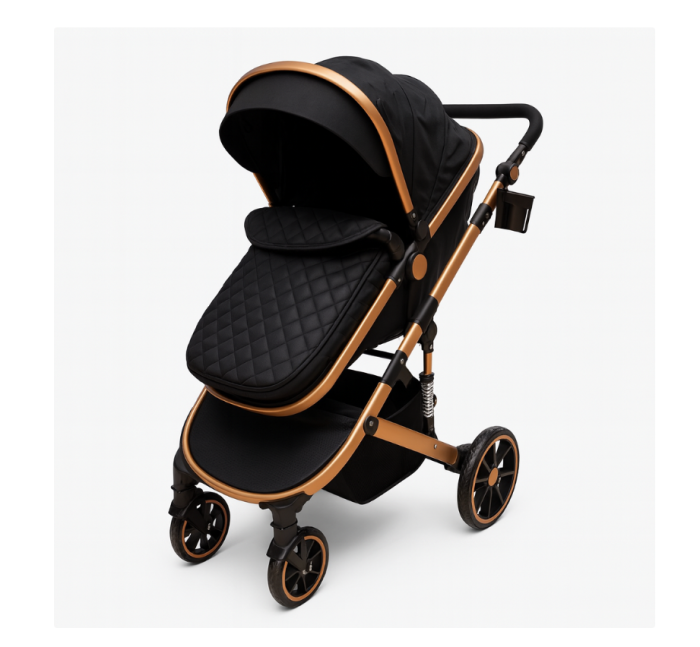 Carucior 2 in 1, dubla suspensie, matlasat, 0-36 luni, negru [2]