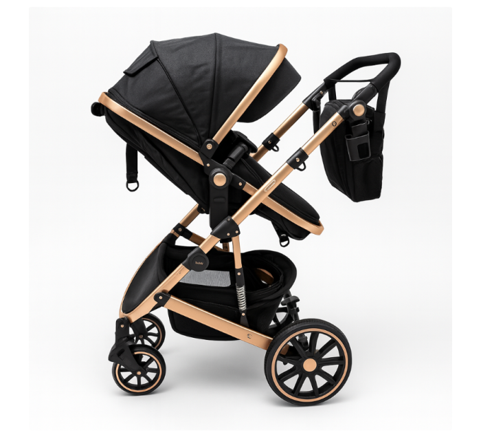 Carucior 2 in 1, dubla suspensie, matlasat, 0-36 luni, negru [4]