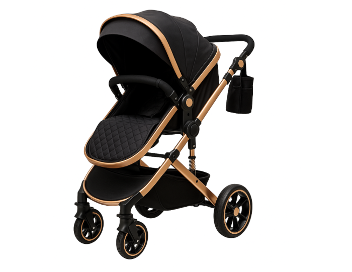 Carucior 2 in 1, dubla suspensie, matlasat, 0-36 luni, negru [3]