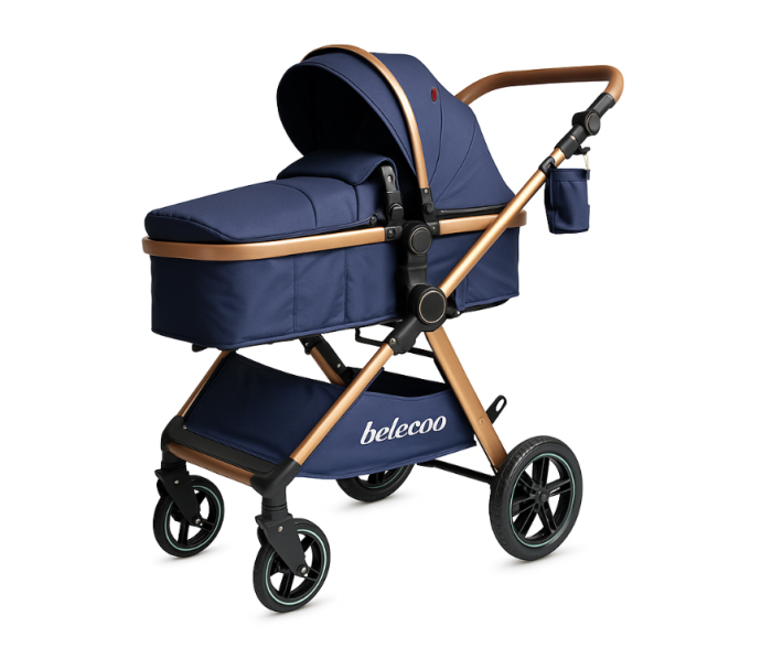 Carucior 2 in 1,Suspensie dubla pe roata ,Geanta inclusa, strangere compacta, Belecoo, Albastru [3]