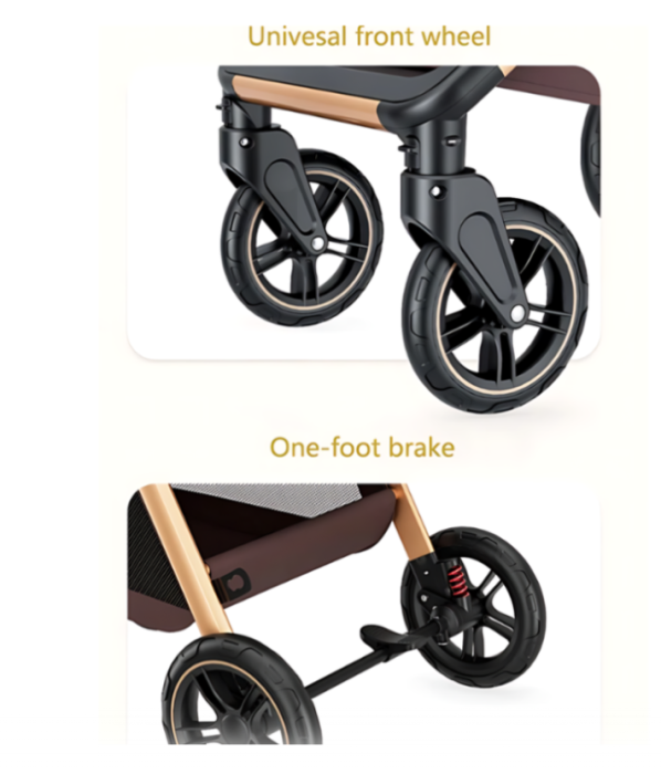 Carucior 2 in 1, Suspensie dubla pe roata, Geanta inclusa, strangere compacta, Kaki [4]