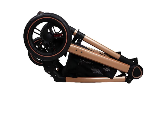 Carucior 2 in 1, Suspensie dubla pe roata, Geanta inclusa, strangere compacta, Kaki [5]