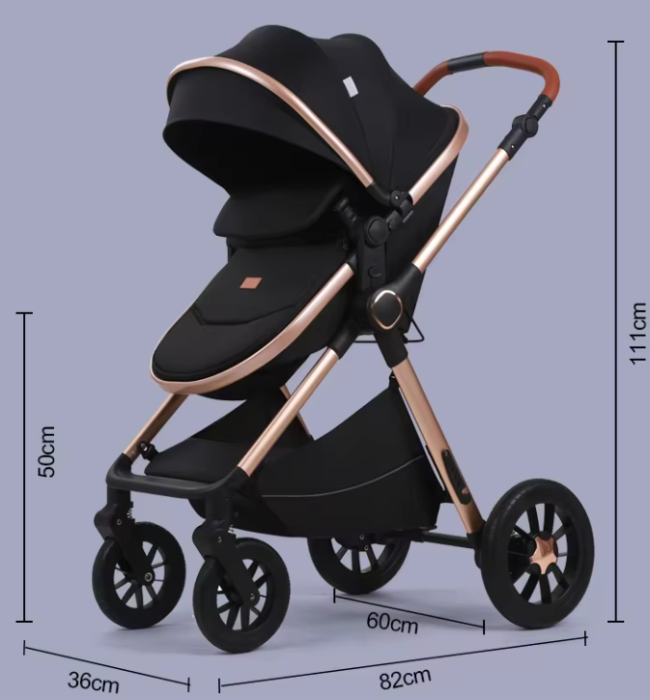 Carucior, 3 in 1, cu suspensii duble si landou reversibil, Element sustinere dublu, L-Sun, Albastru [7]