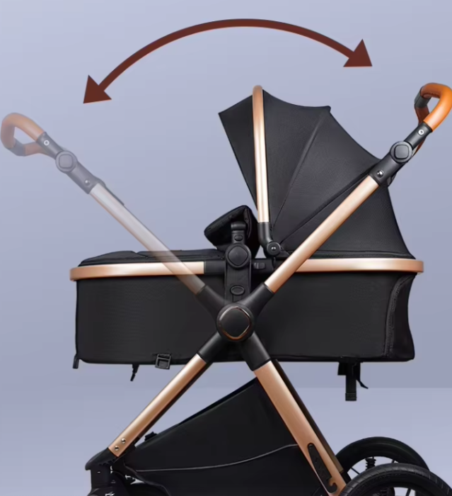 Carucior, 3 in 1, cu suspensii duble si landou reversibil, Element sustinere dublu, L-Sun, Albastru [5]