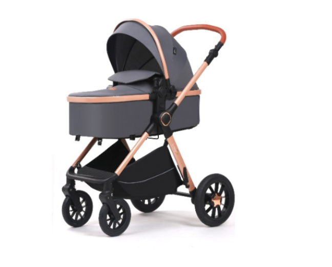 Carucior, 3 in 1, cu suspensii duble si landou reversibil, Element sustinere dublu, L-Sun, Gri [3]