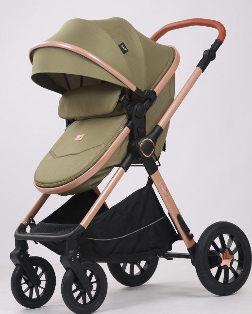 Carucior, 3 in 1, cu suspensii duble si landou reversibil, Element sustinere dublu, L-Sun, Kaki [3]
