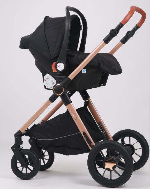 Carucior, 3 in 1, cu suspensii duble si landou reversibil, Element sustinere dublu, L-Sun, Negru [7]