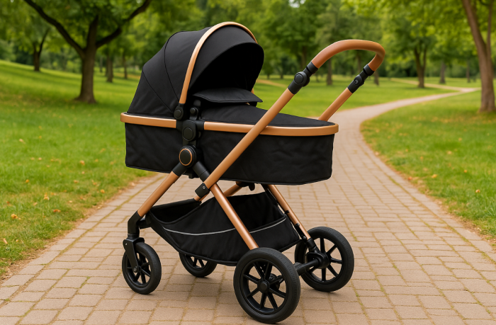 Carucior, 3 in 1, cu suspensii duble si landou reversibil, Element sustinere dublu, L-Sun, Negru [12]