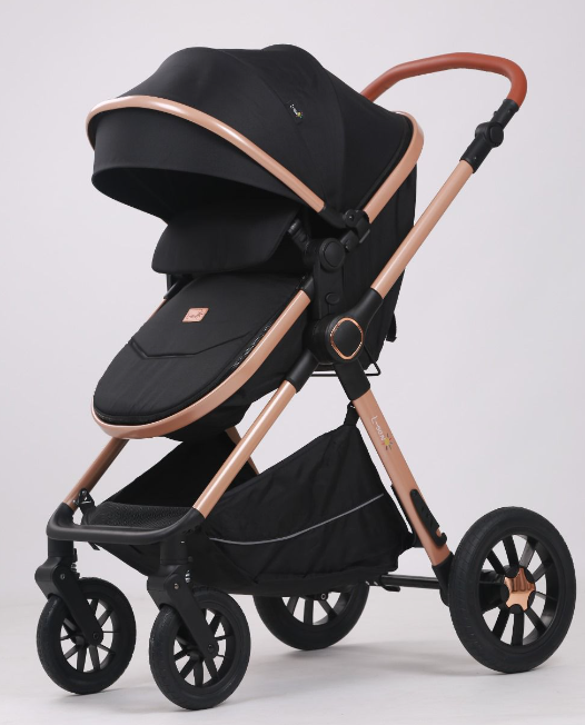 Carucior, 3 in 1, cu suspensii duble si landou reversibil, Element sustinere dublu, L-Sun, Negru [5]