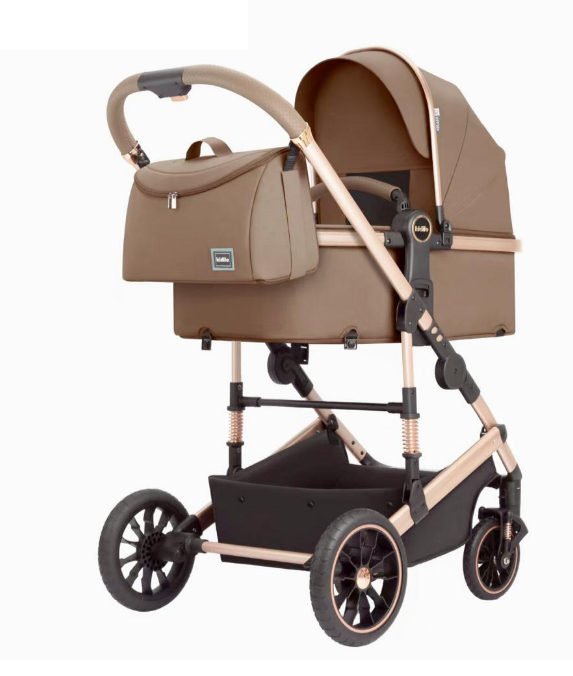 Carucior 3 in 1, Cu suspensii, Geanta termica pentru accesorii si salteluta, Coffe [2]