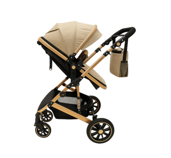 Carucior 3 in 1, dubla suspensie, matlasat, 0-3 ani, Bej [4]