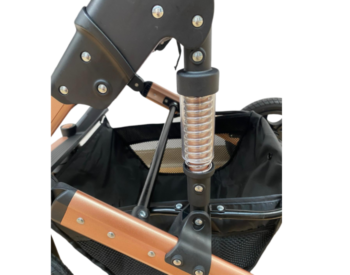 Carucior 3 in 1, dubla suspensie, matlasat, 0-3 ani, Negru [5]