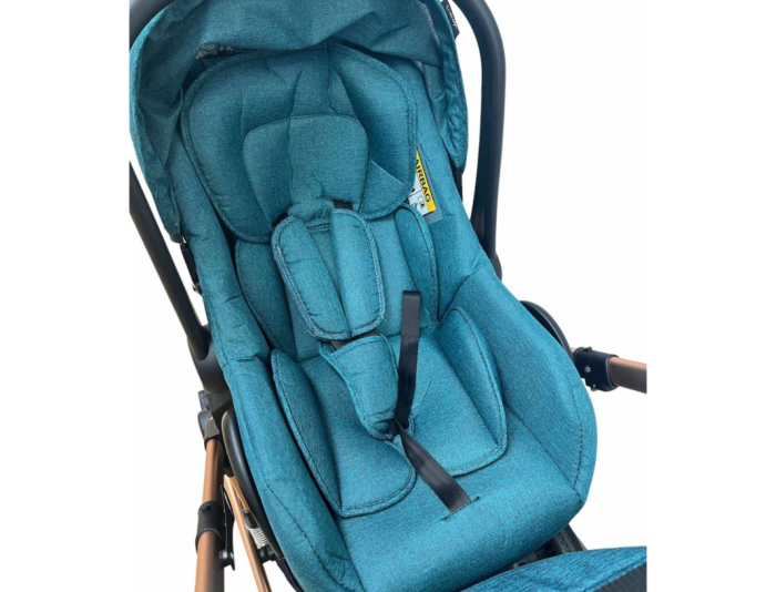 Carucior 3 in 1, dubla suspensie, matlasat, 0-3 ani, Turcoaz [5]