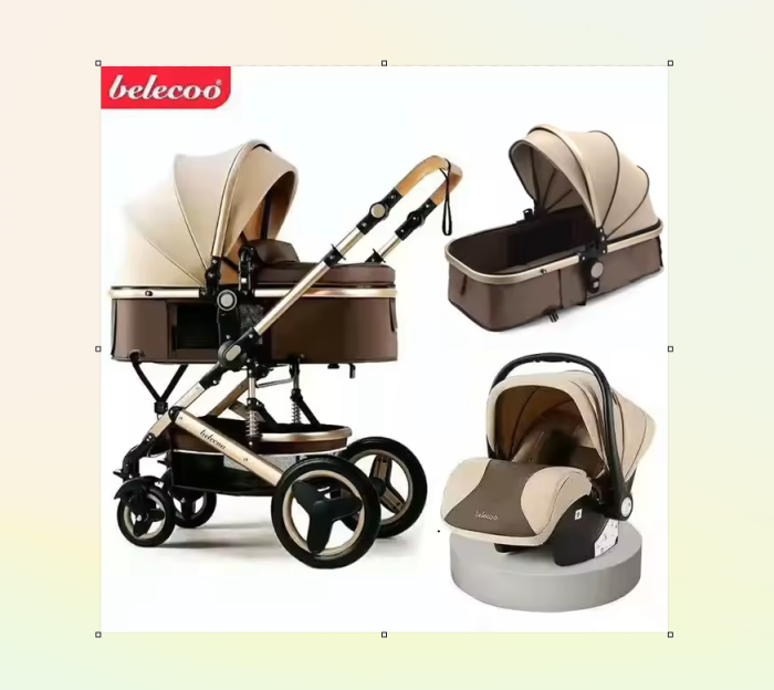 Carucior 3 in 1, Geanta de scutece, Suspensie dinamica, Belecoo [2]