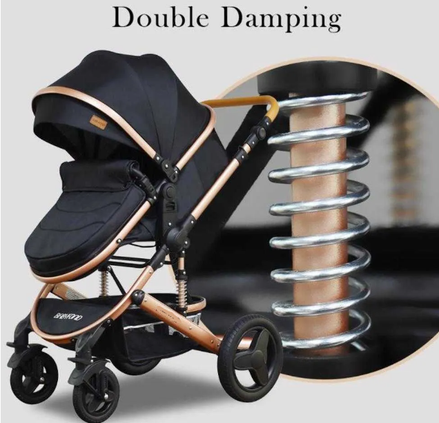 Carucior 3 in 1, Geanta de scutece, Suspensie dinamica, Negru [7]