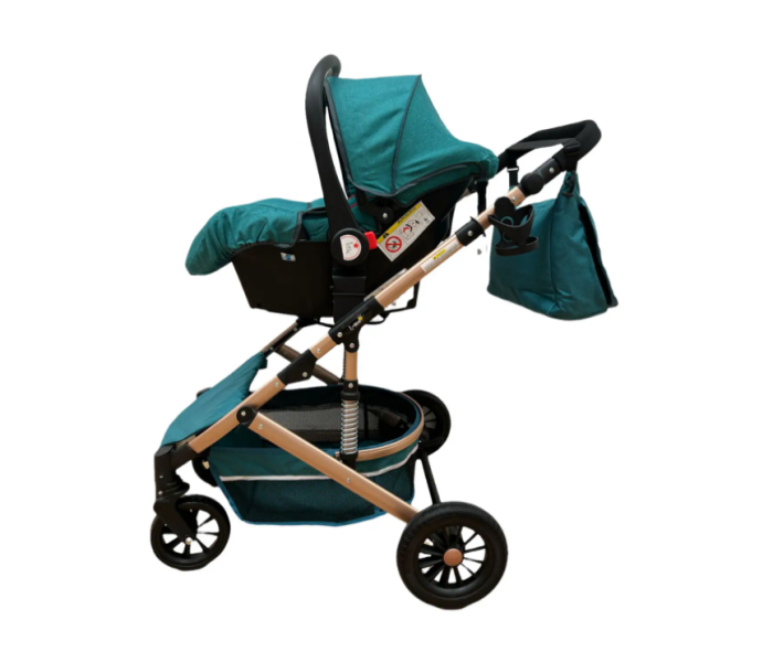 Carucior 3 in 1, Geanta de scutece, Suspensie dinamica, Turcoise [4]