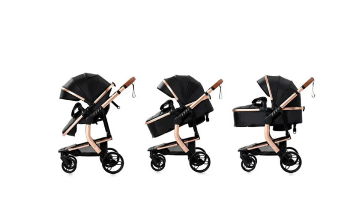 Carucior 3 in 1, Geanta de scutece, Suspensii,  Cadru ergonomic si ranforsat, Rezistent la umiditate, Negru [7]