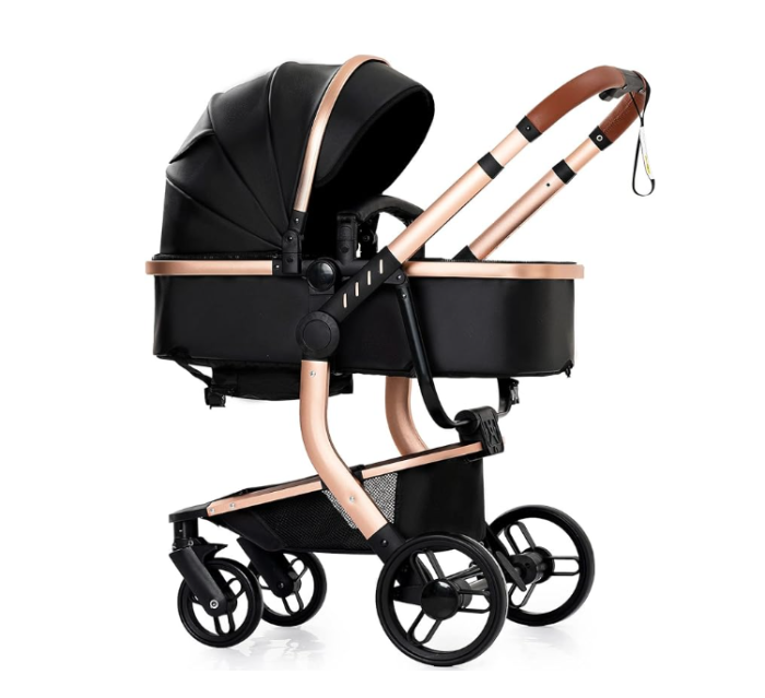 Carucior 3 in 1, Geanta de scutece, Suspensii,  Cadru ergonomic si ranforsat, Rezistent la umiditate, Negru [5]