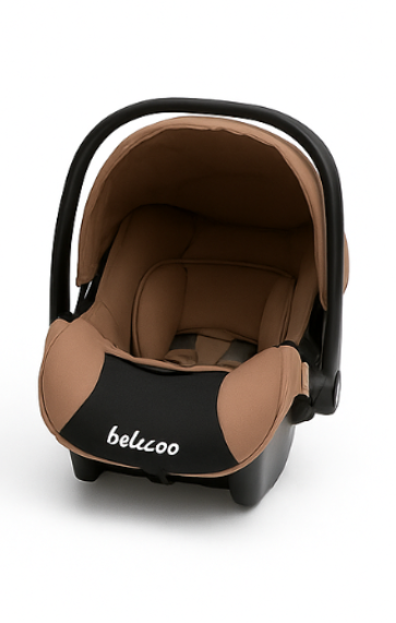 Carucior 3 in 1, Suspensie dinamica pe roti, Geanta inclusa, strangere compacta, Belecoo, Maro cu negru [9]