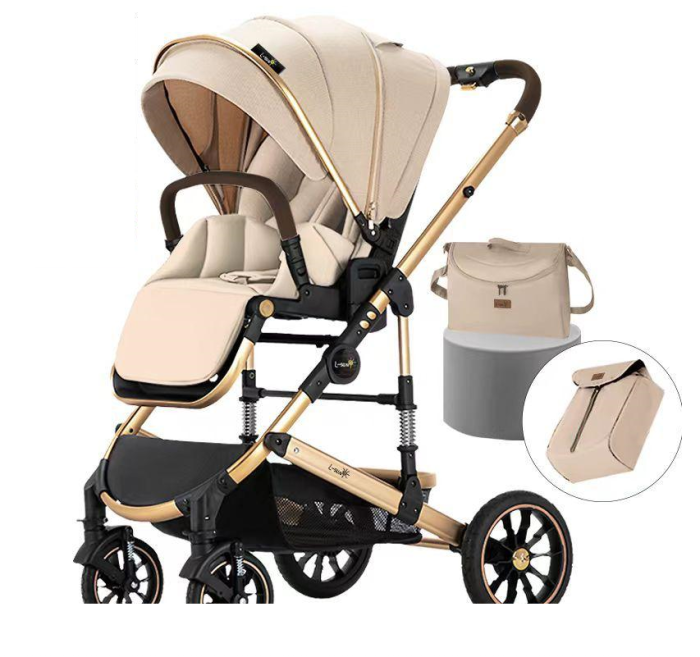 Carucior copii, 0-3 ani, Cu suspensii, Landou reversibil, Pozitie de somn, Bej [1]