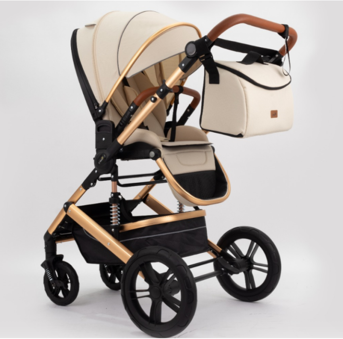 Carucior copii, 0-36 luni, Cu suspensii, Maner reversibil, Orginal L-Sun, Husa picioare detasabila, Bej [5]